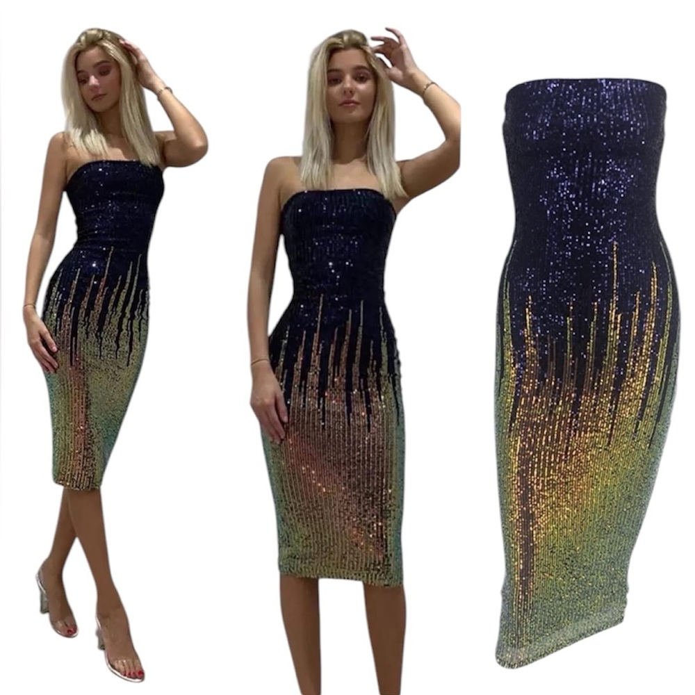 Boutique Sequin Strapless Dress